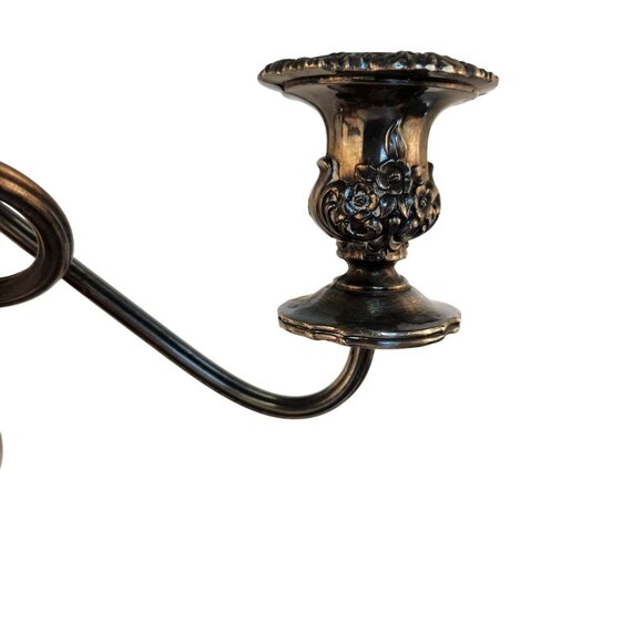 Ornate Silverplate 3-Arm Candelabra Rococo Style Midcentury 1960 Decorative Piec - Picture 15 of 16